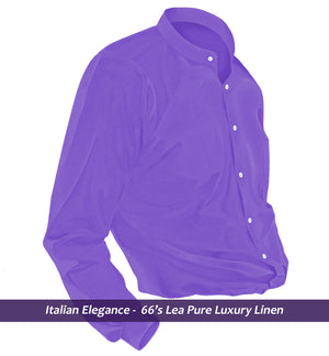 Lagos- Amethyst Solid Linen- Mandarin Collar- 66's Lea Pure Luxury Linen-Delivery from 22nd May