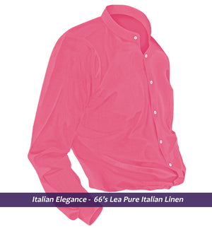 Limnos- Rouge Pink Solid Linen- Mandarin Collar