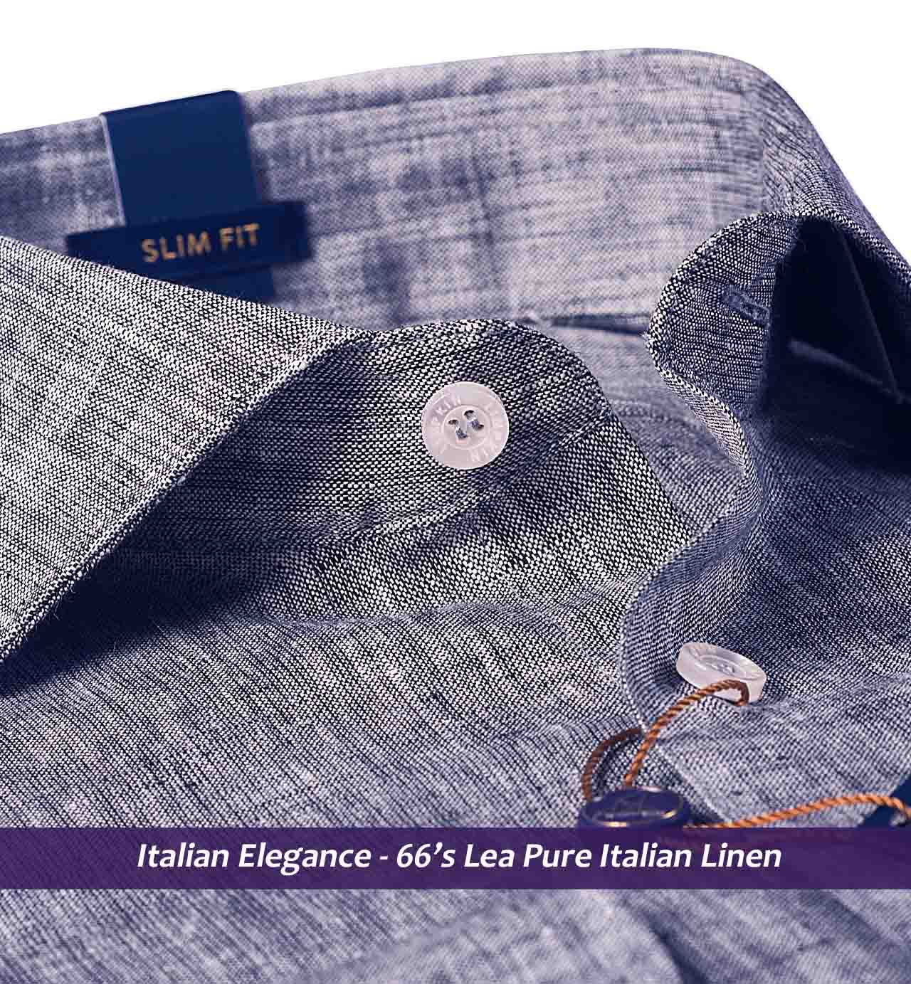 Oshawa- Steel Grey Solid Linen- 66's Lea Pure Italian Linen