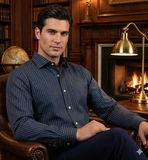 Sebastian- Navy & Beige Stripe