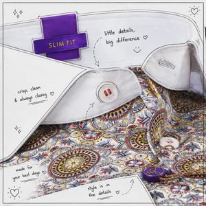 Toulouse- Grey & Burgundy Print- White Collar- 2 Ply Egyptian Giza Cotton- Delivery from 29th July