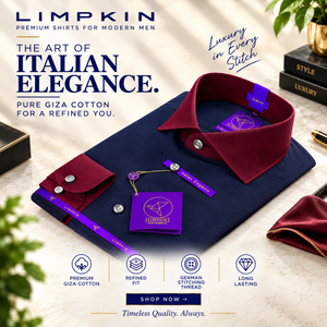 Houston- Navy Magical Solid- Burgundy Collar- 2 Ply Egyptian Giza Cotton- Delivery from 25th Sep