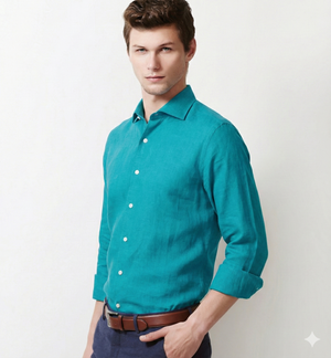 Girona- Turquoise Solid Linen- 77's Lea Pure Luxury Linen