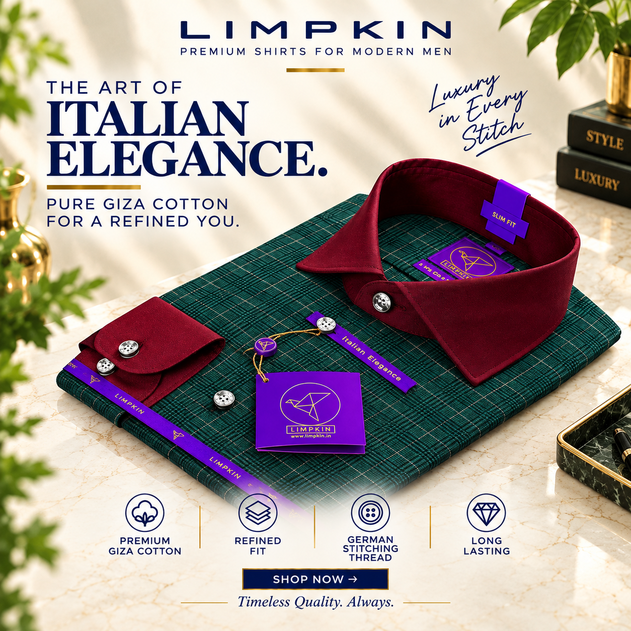 Pengfei- Seaweed Green & Beige Check- Burgundy Collar
