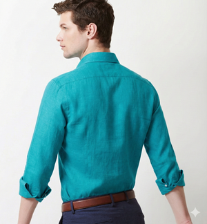 Girona- Turquoise Solid Linen- 77's Lea Pure Luxury Linen