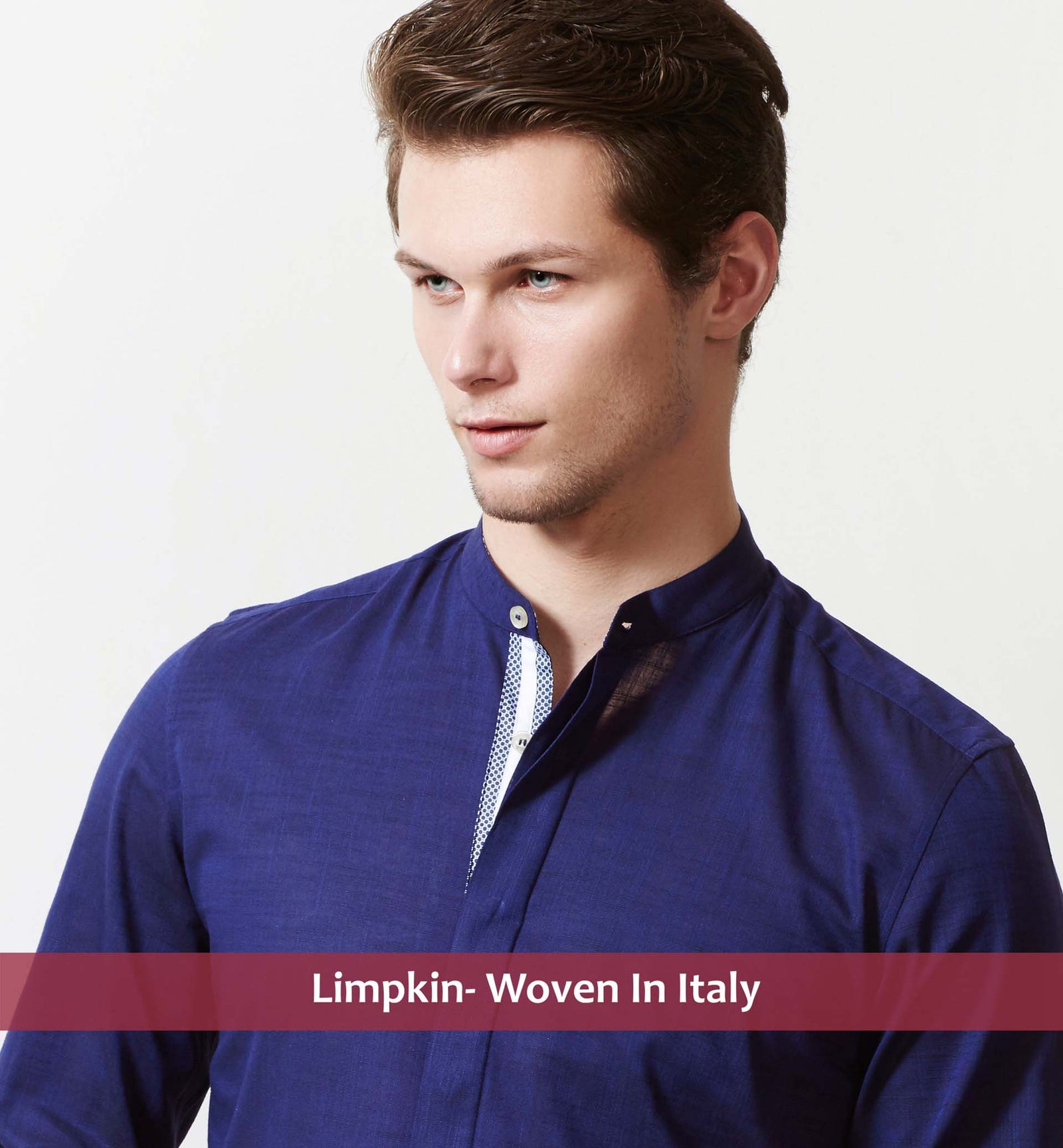 Tripoli- Navy Solid Linen with Print Contrast