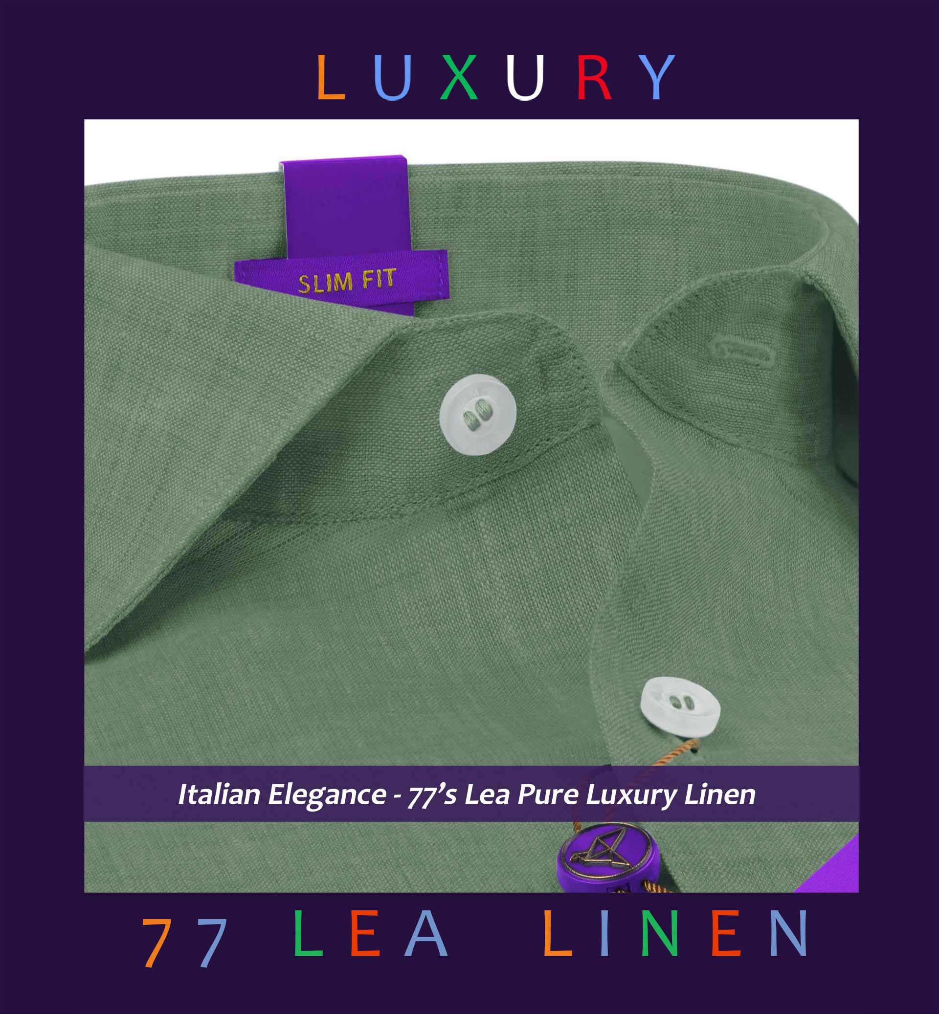 Davos- Sage Green Solid Linen- 77's Lea Pure Luxury Linen