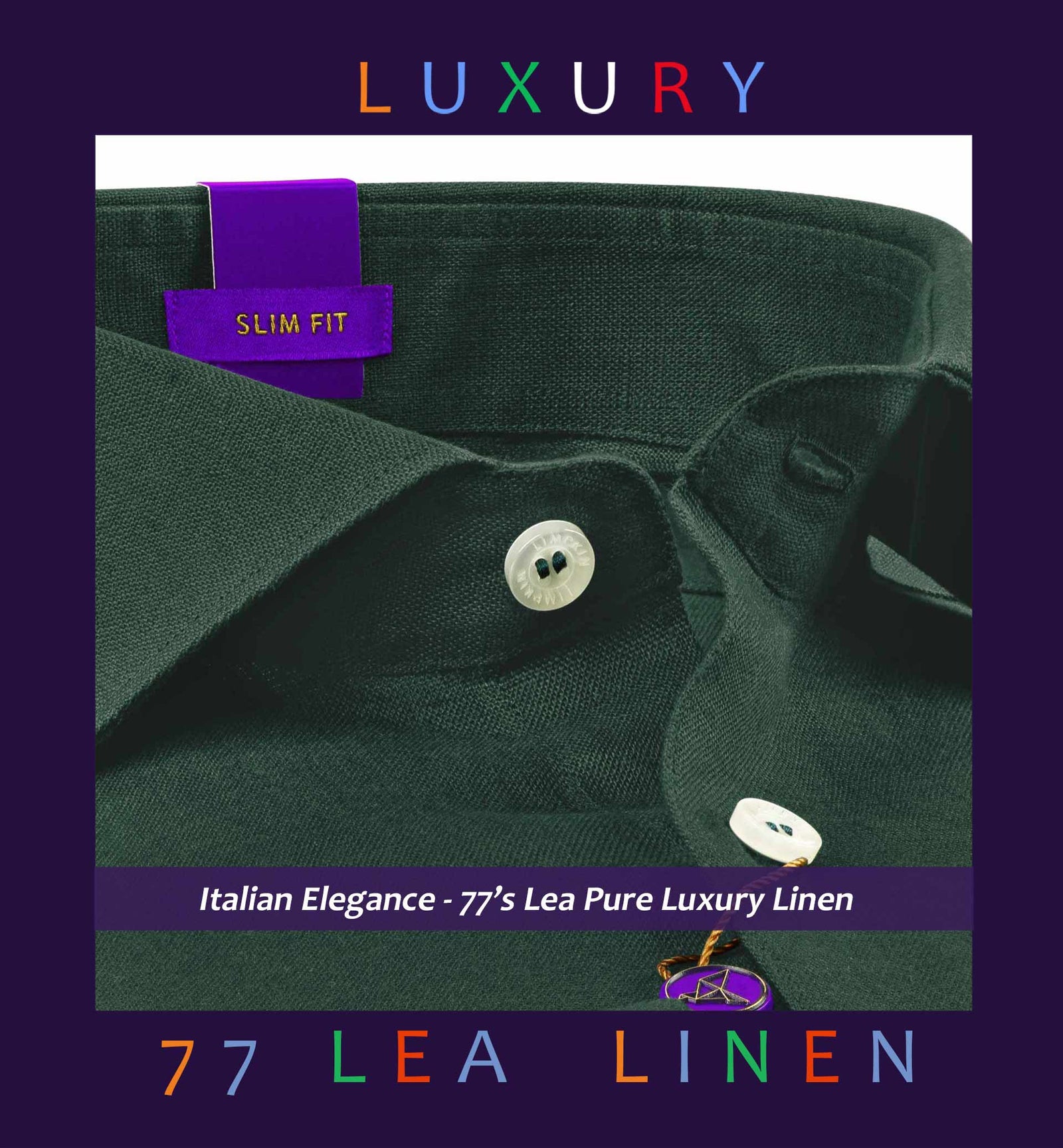Cairoli- Emerald Green Solid Linen- 77's Lea Pure Luxury Linen