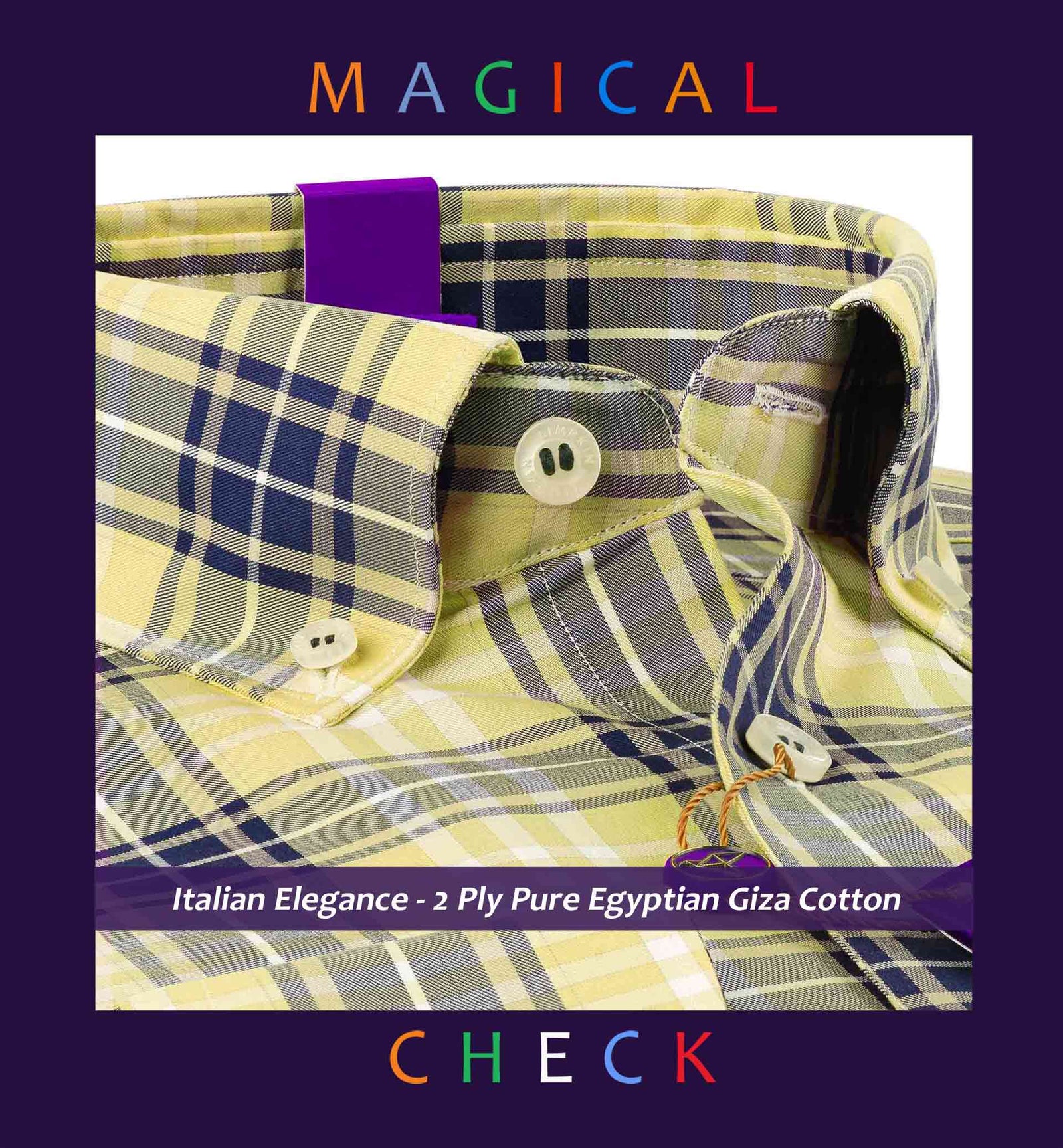 Vasco- Daffodil Yellow & Navy Check