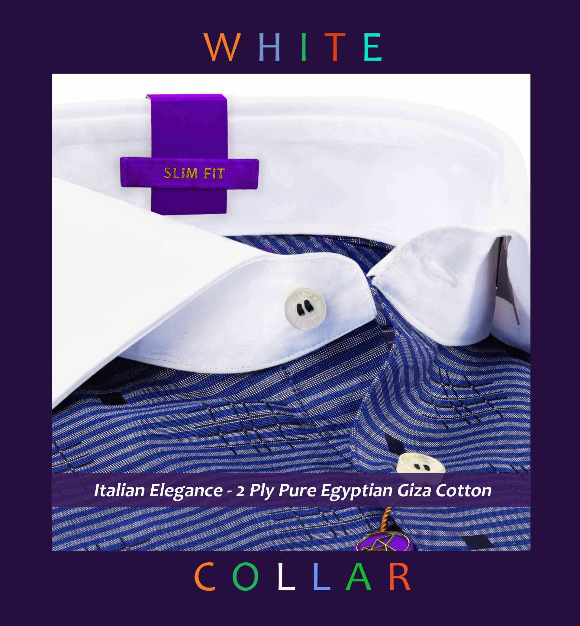 Devon- Royal Blue Horizontal Stripe- White Collar