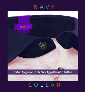 Denmark- Flamingo Pink & White Check- Navy Collar