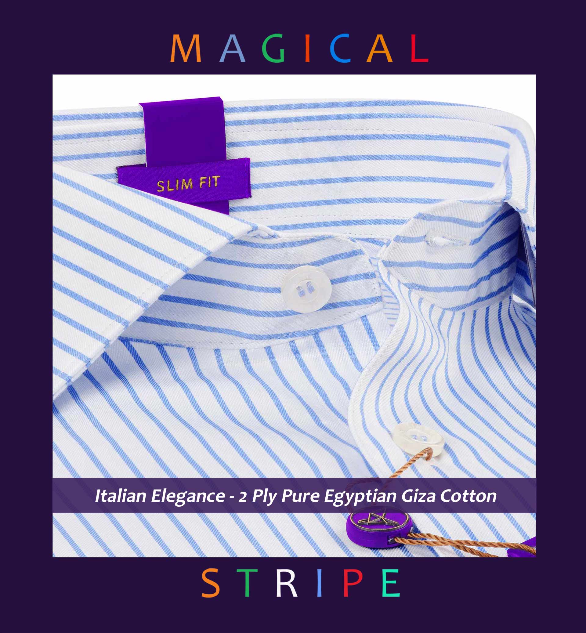 Bruges- Azure Blue & White Stripe