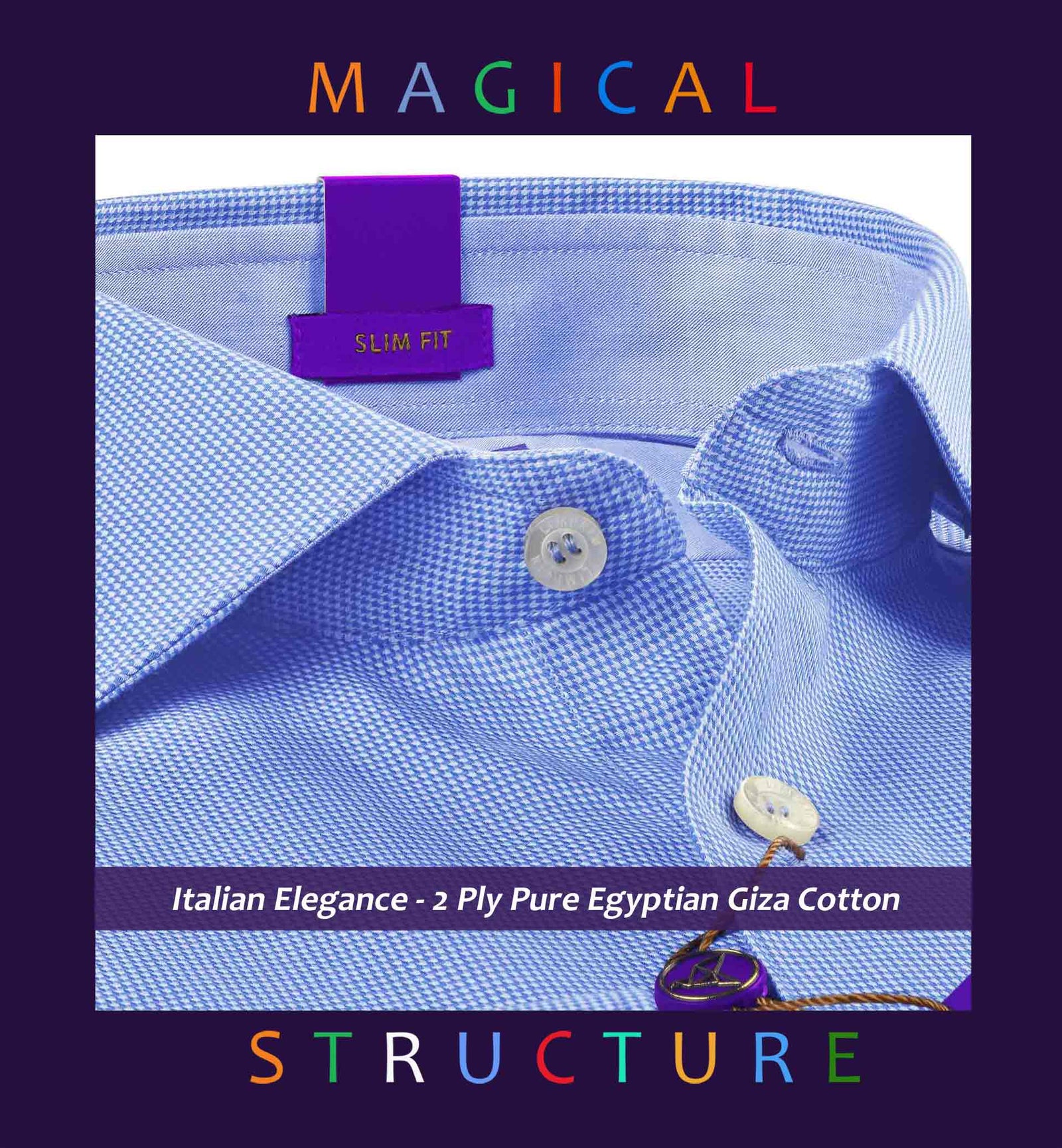 Moreno- Azure Blue Structure- Trim Fabric Details