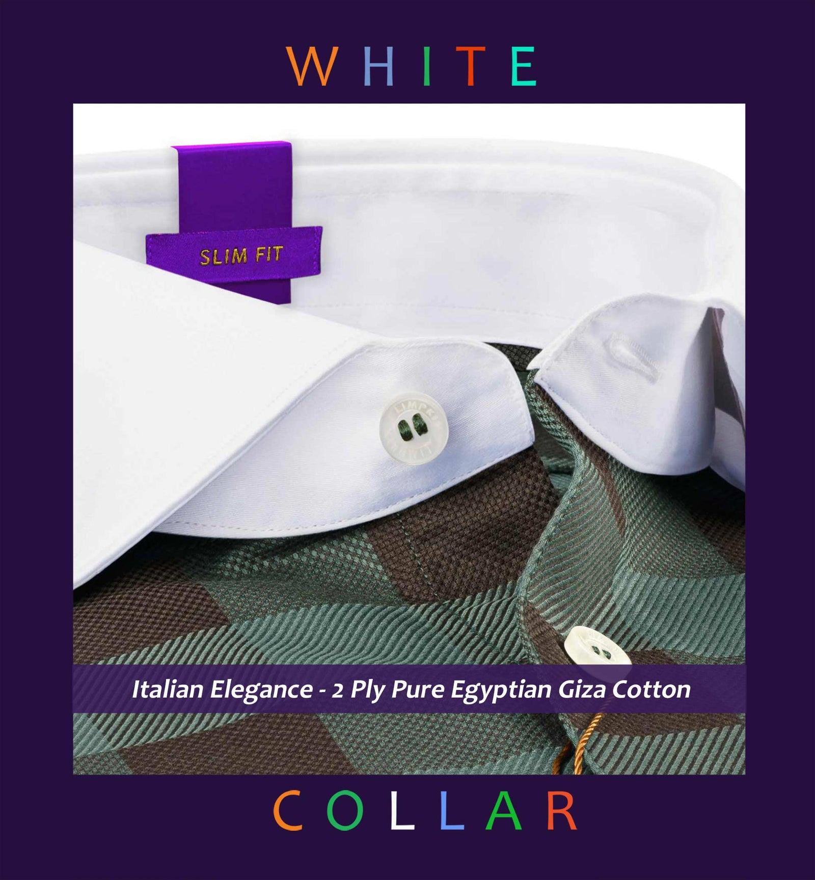 Palermo- Emerald Green & Brown Check- White Collar