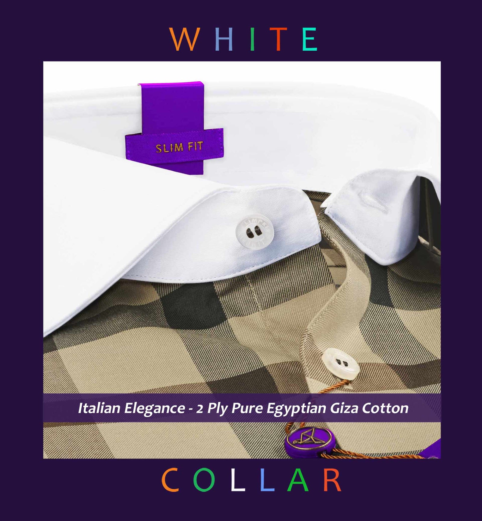 Stockholm- Beige & Brown Check- White Collar