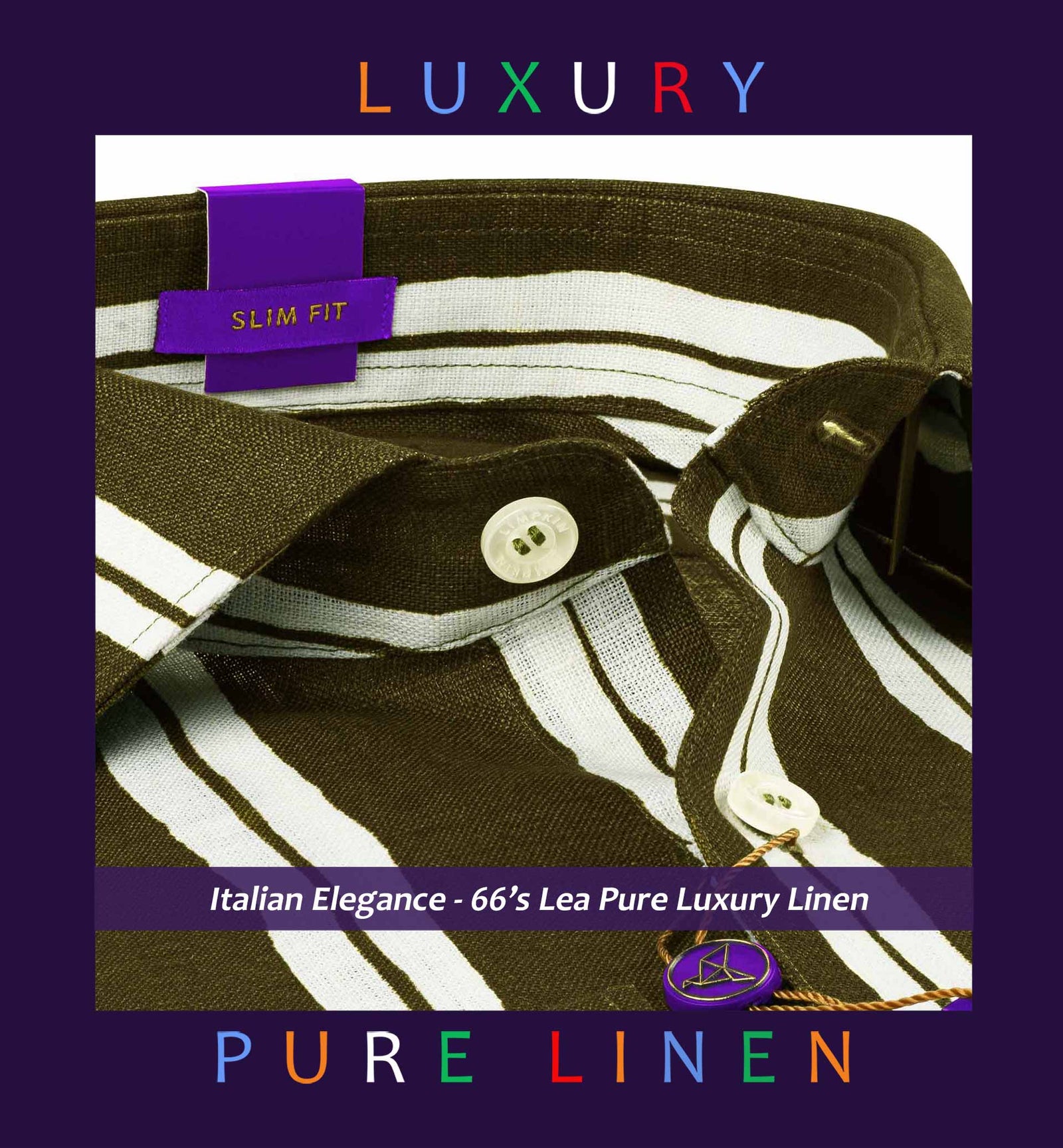 Antibes- Moss Green & White Printed Stripe