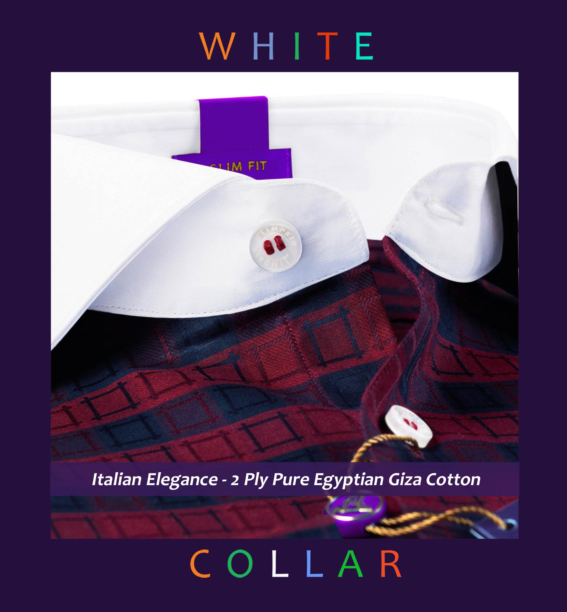 Luton- Burgundy & Navy Check- White Collar