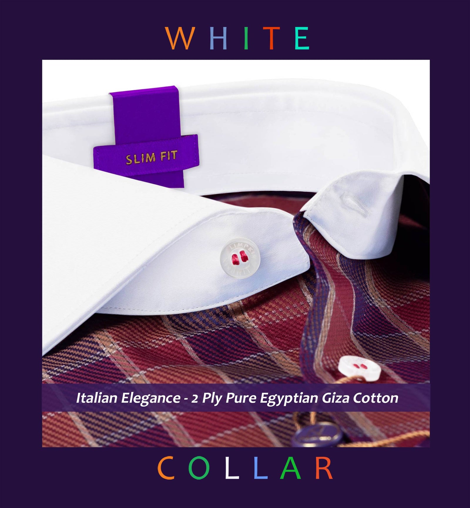 Armenia- Burgundy & Beige Check- White Collar