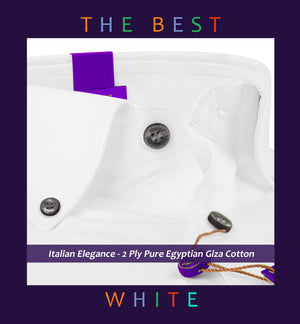 Segovia- Pristine Pure White with Contrast Details- Button Down