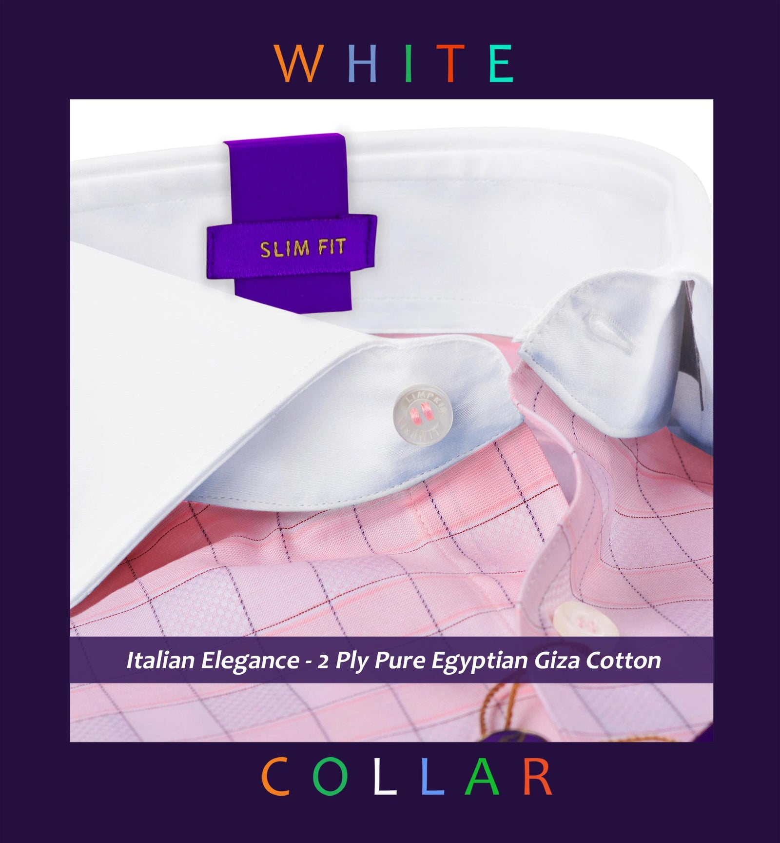 Trento- Flamingo Pink & Navy Check- White Collar