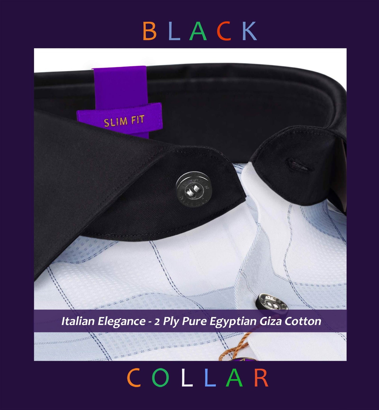 Palencia- Flint Grey & Navy Check- Black Collar