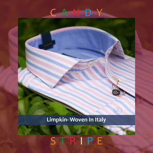 Segovia- Azure Blue & Pink Stripe