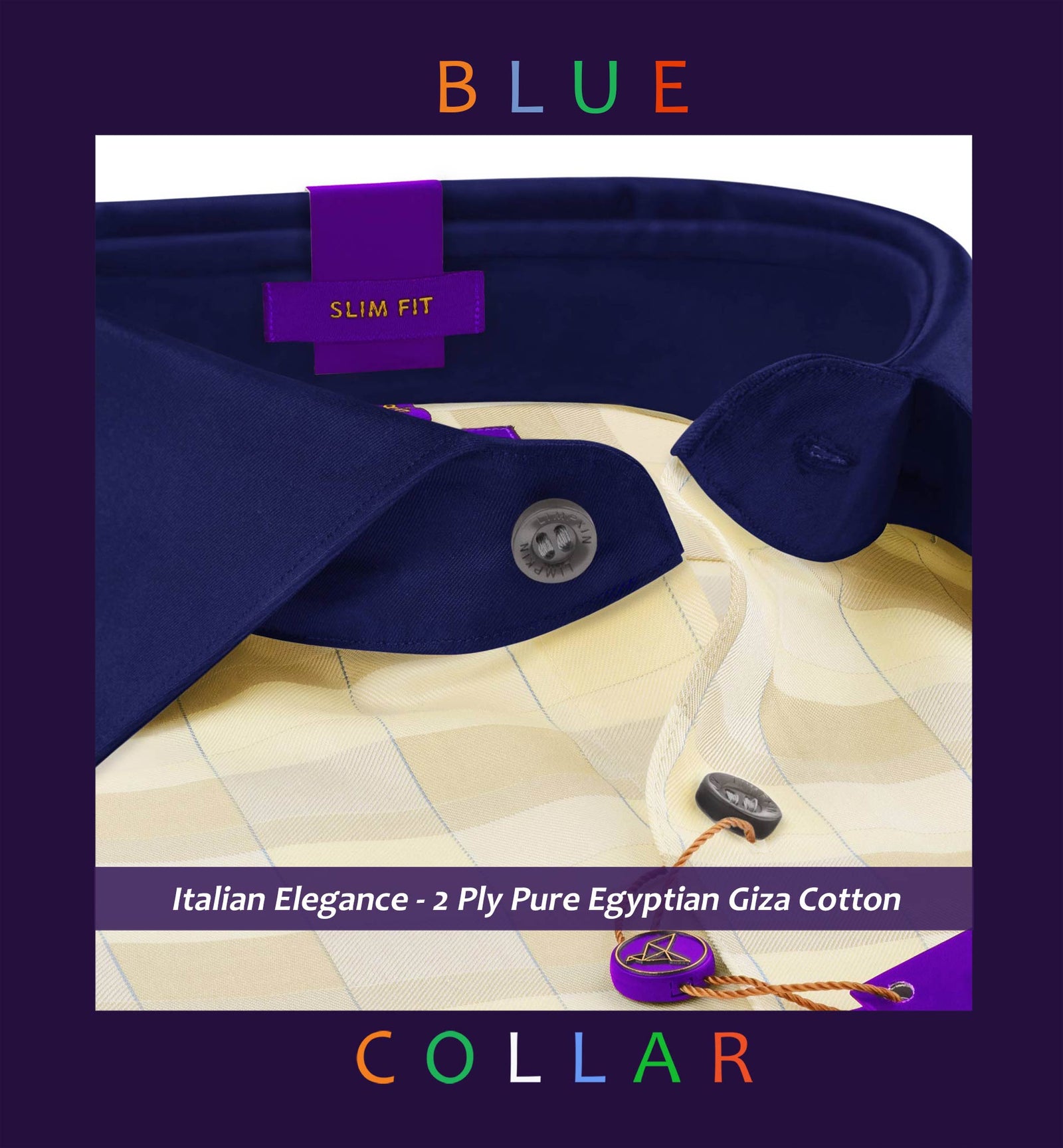 Montclair- Daffodil Yellow & Beige Check- Navy Collar