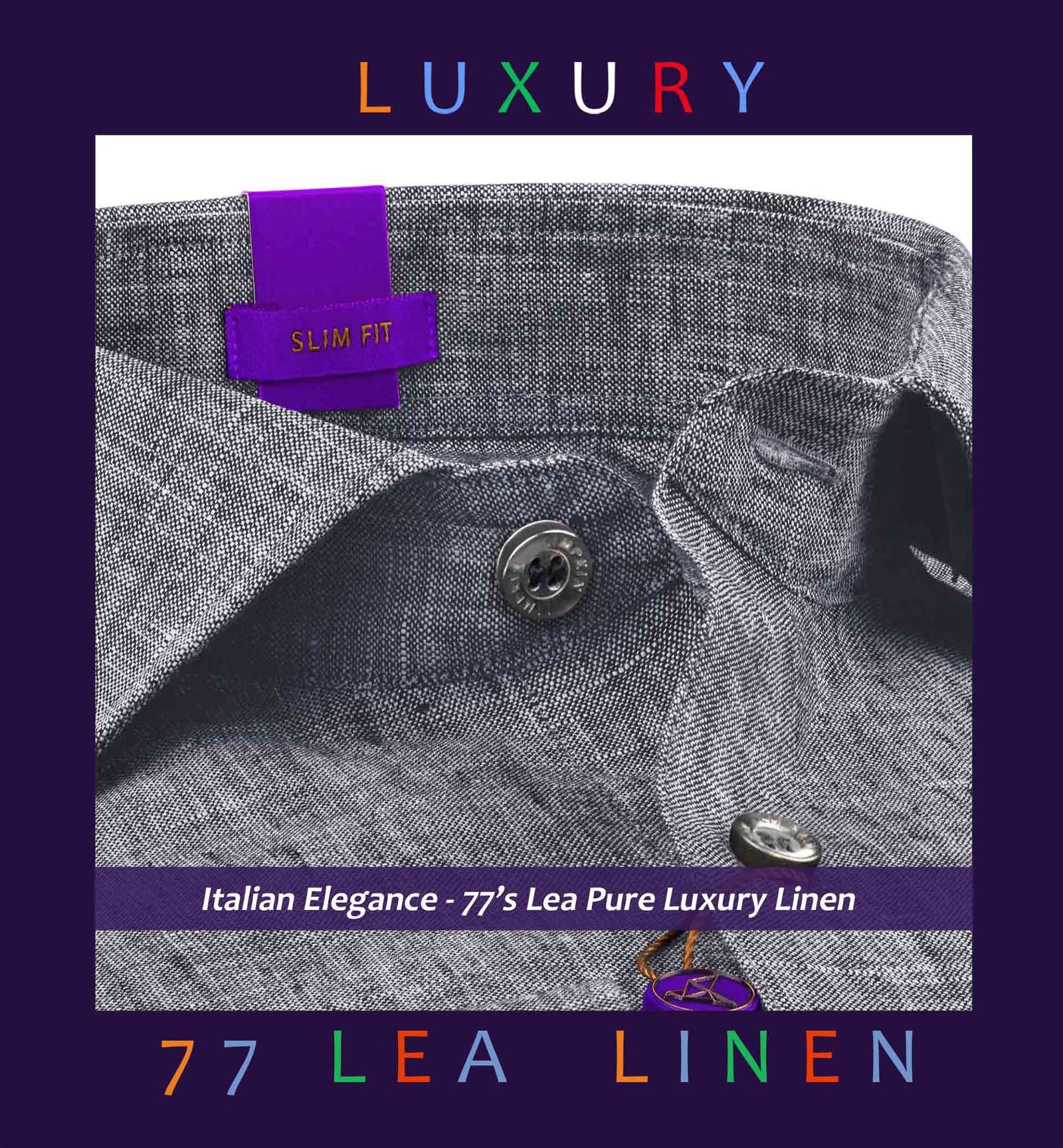 Palermo- Anchor Grey Solid Linen- 77's Lea Pure Luxury Linen