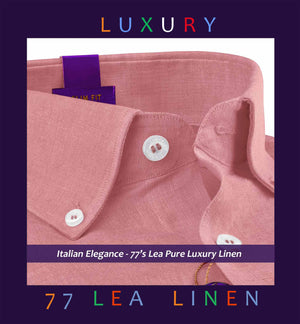 Luxor- Apricot Pink Solid Linen- Button Down