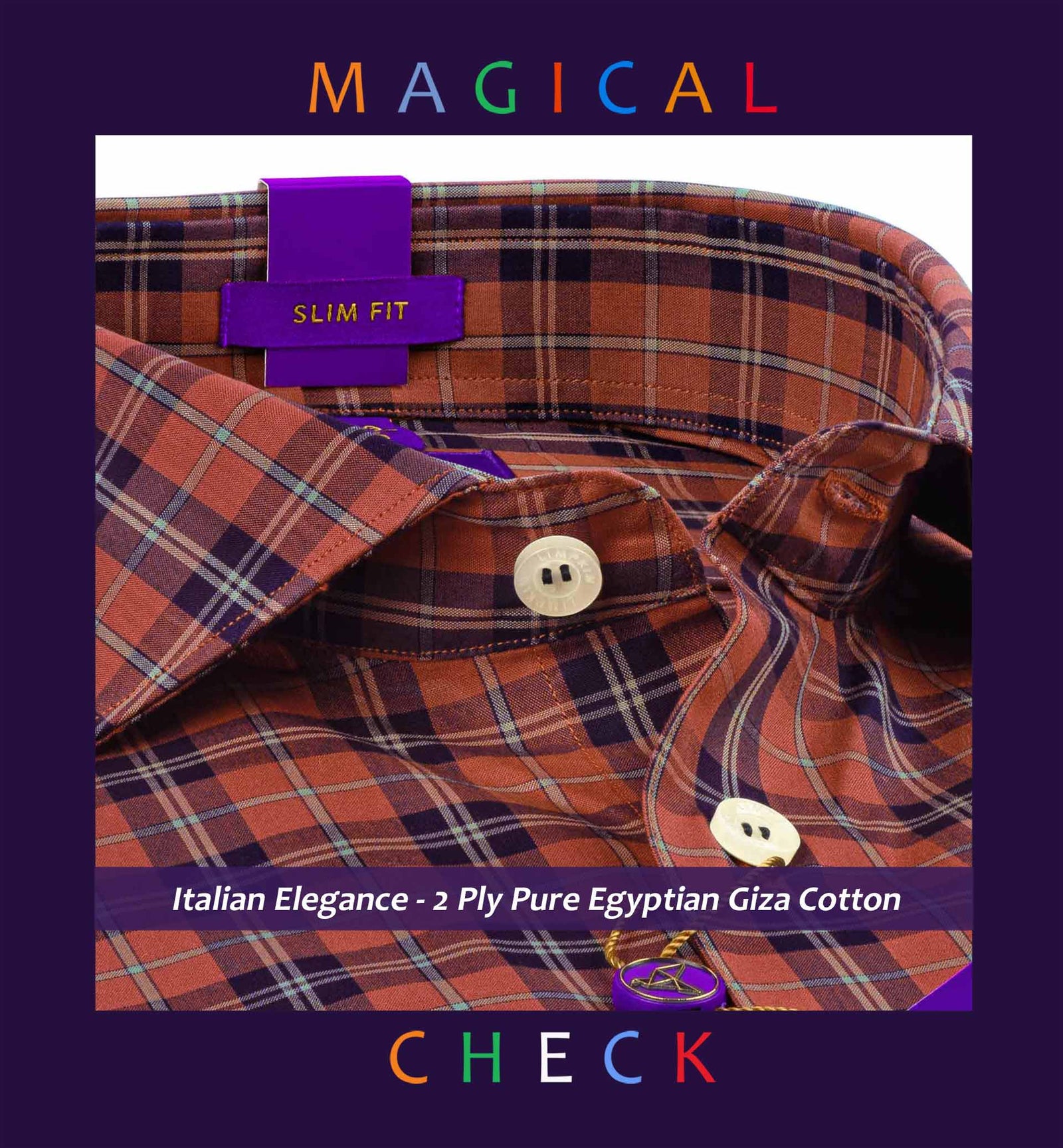 Sorrento- Bronze Orange & Navy Check