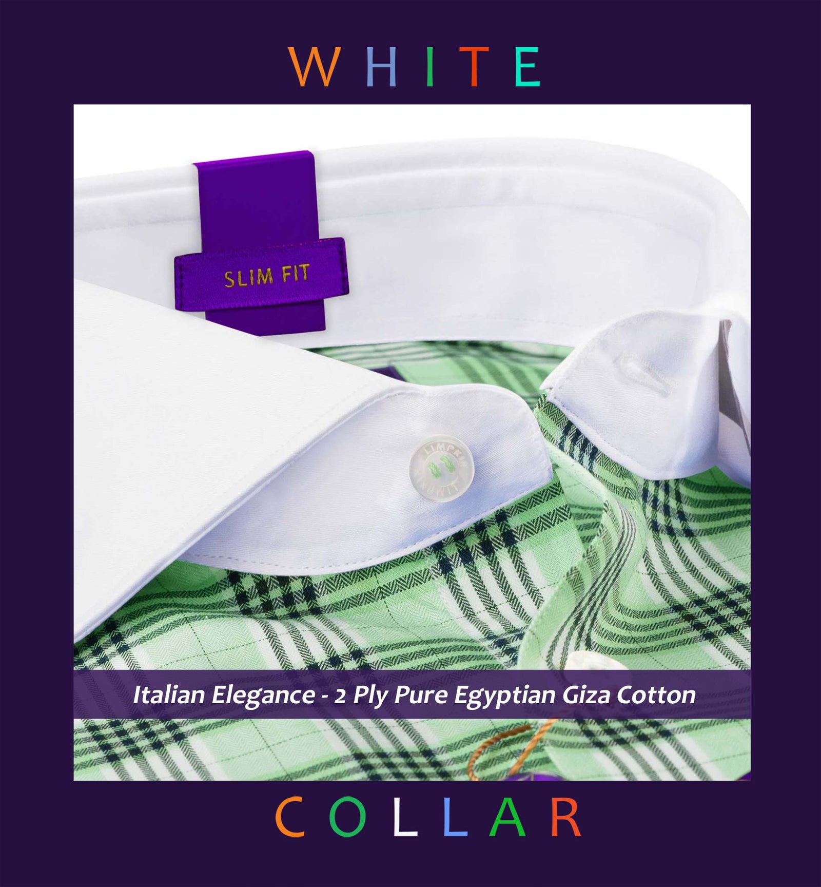 Vagator- Mint Green & White Check- White Collar