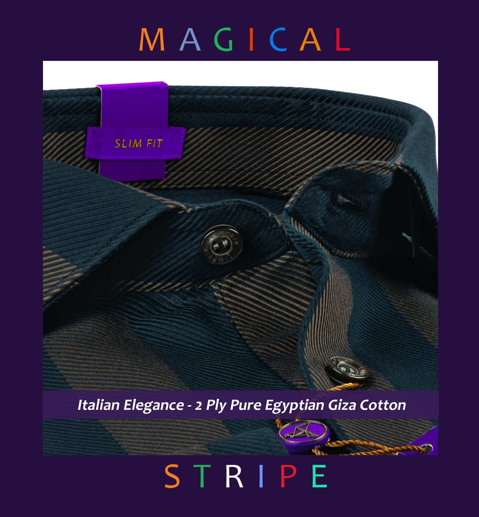 Moncton- Teal Green & Beige Stripe