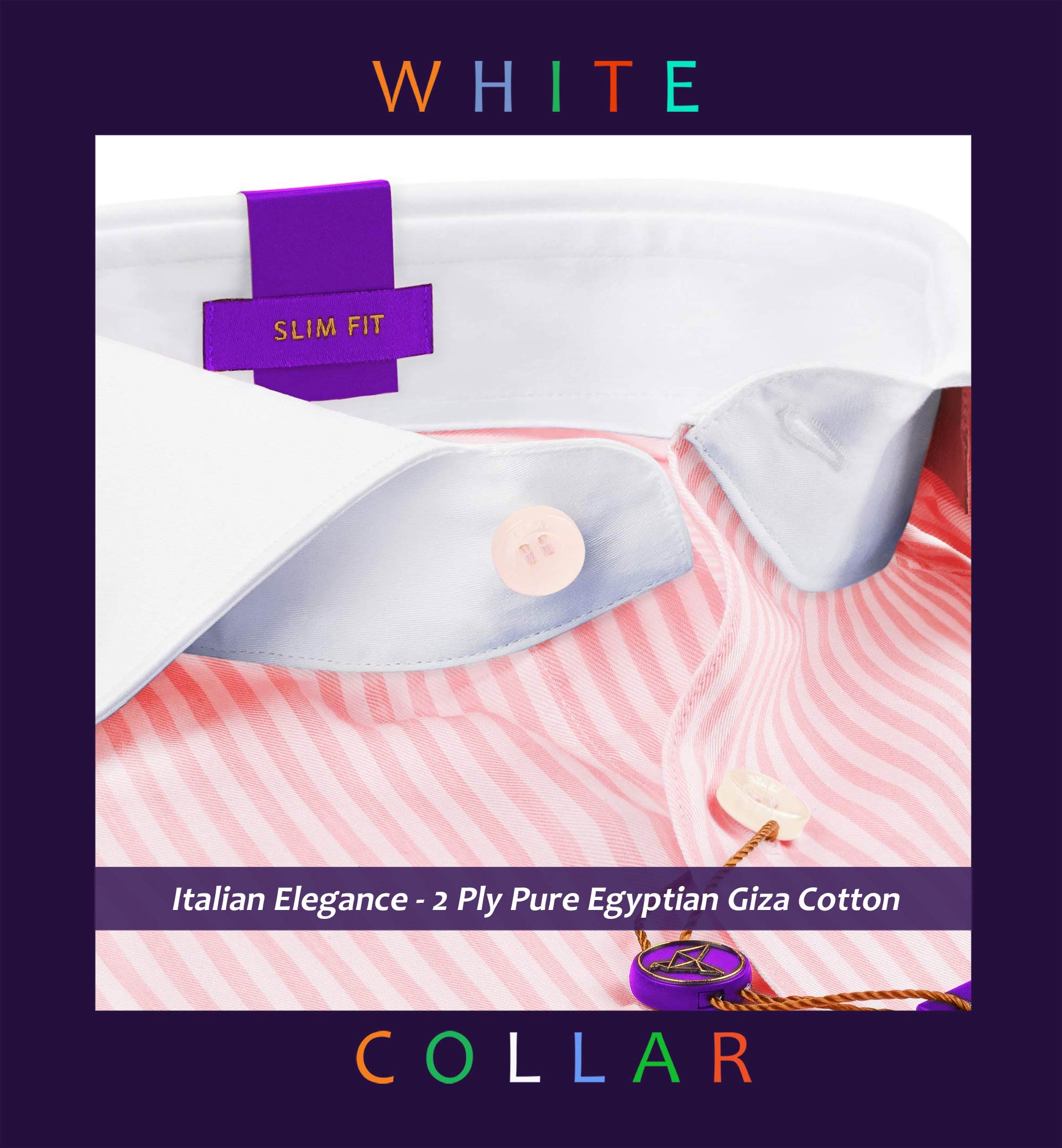 Cupertino- Lemonade Pink Stripe- White Collar