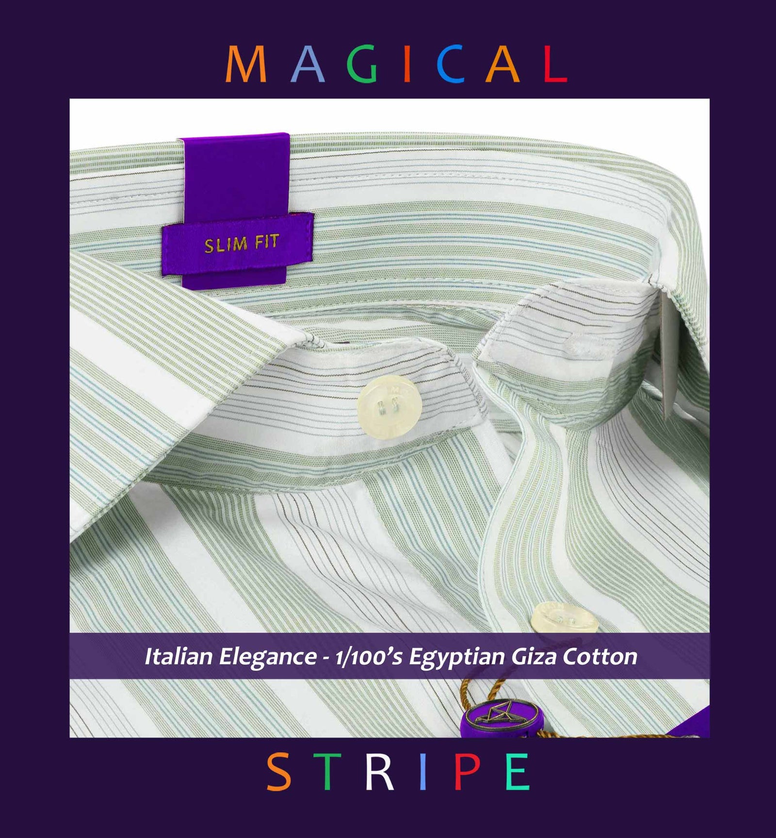 Finsbury- Jade Green & Blue Stripe- 1/100 Egyptian Giza Cotton