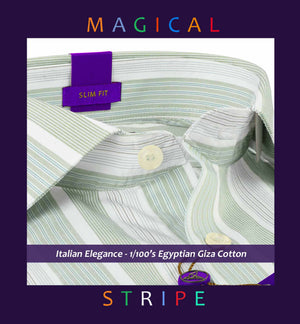 Finsbury- Jade Green & Blue Stripe- 1/100 Egyptian Giza Cotton