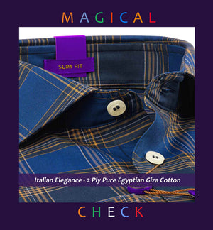 Monza- Navy Blue & Orange Check