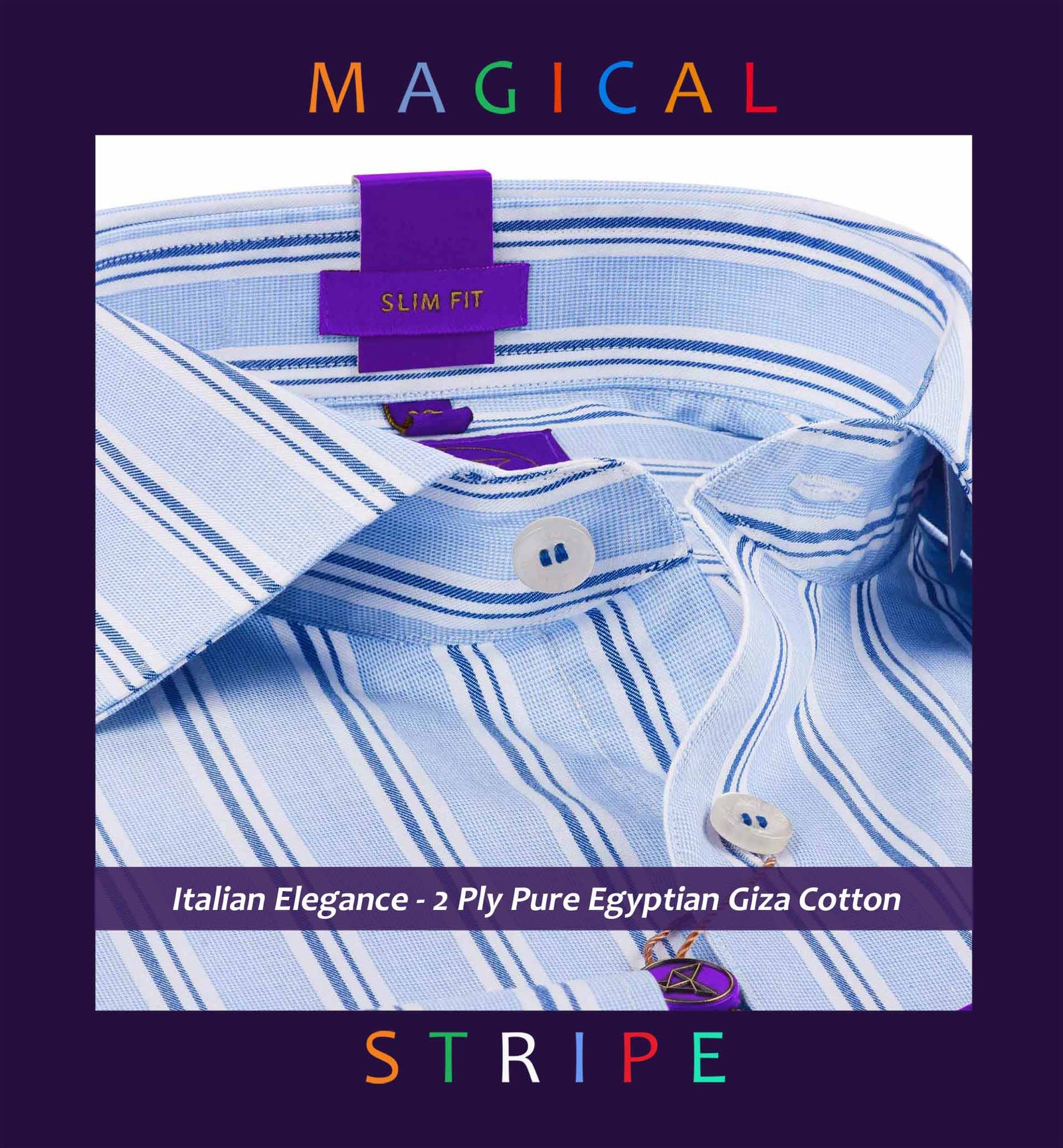 Petersburg- Azure Blue & White Stripe