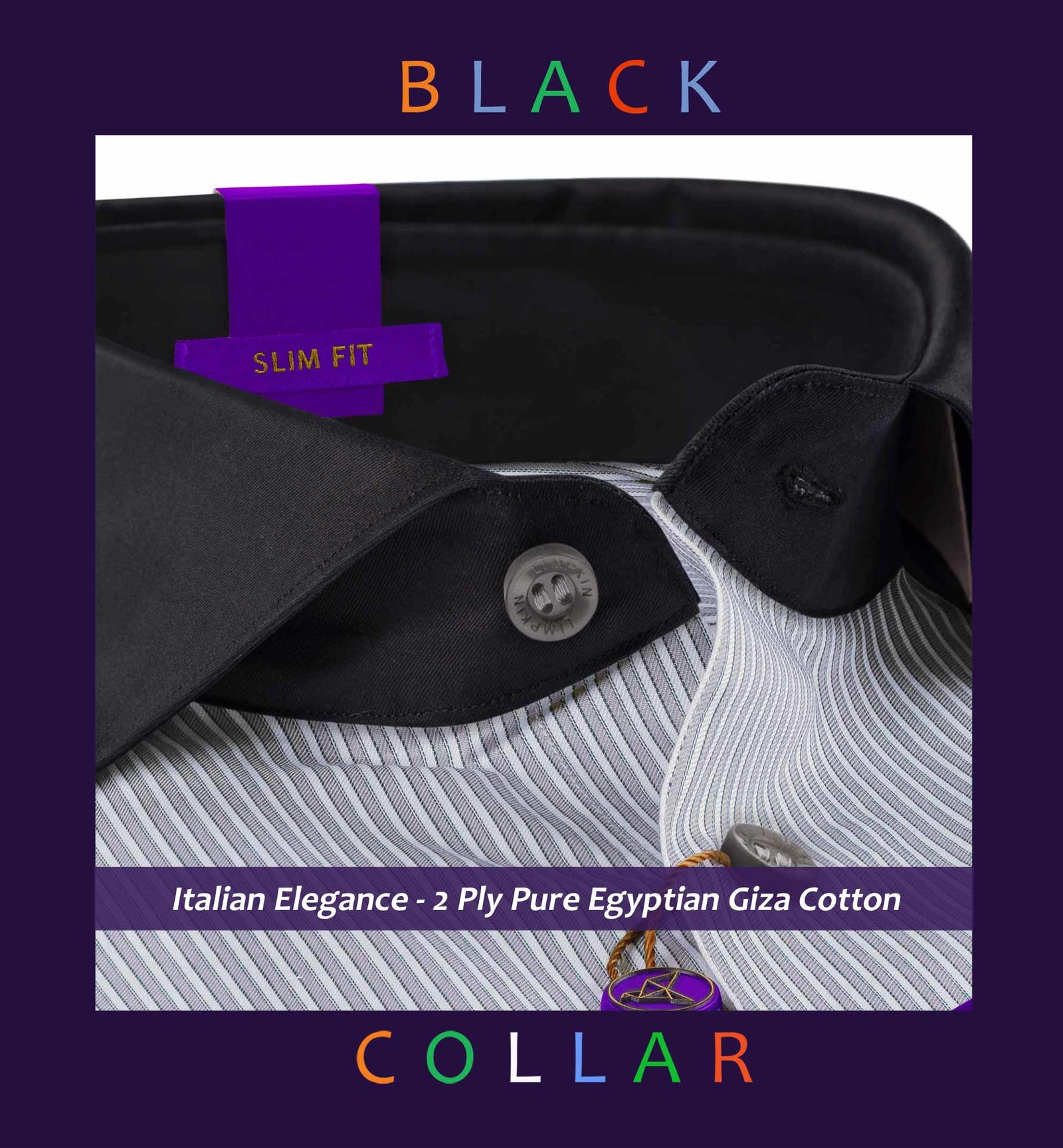 Porus- Cloud Grey & White Stripe- Black Collar