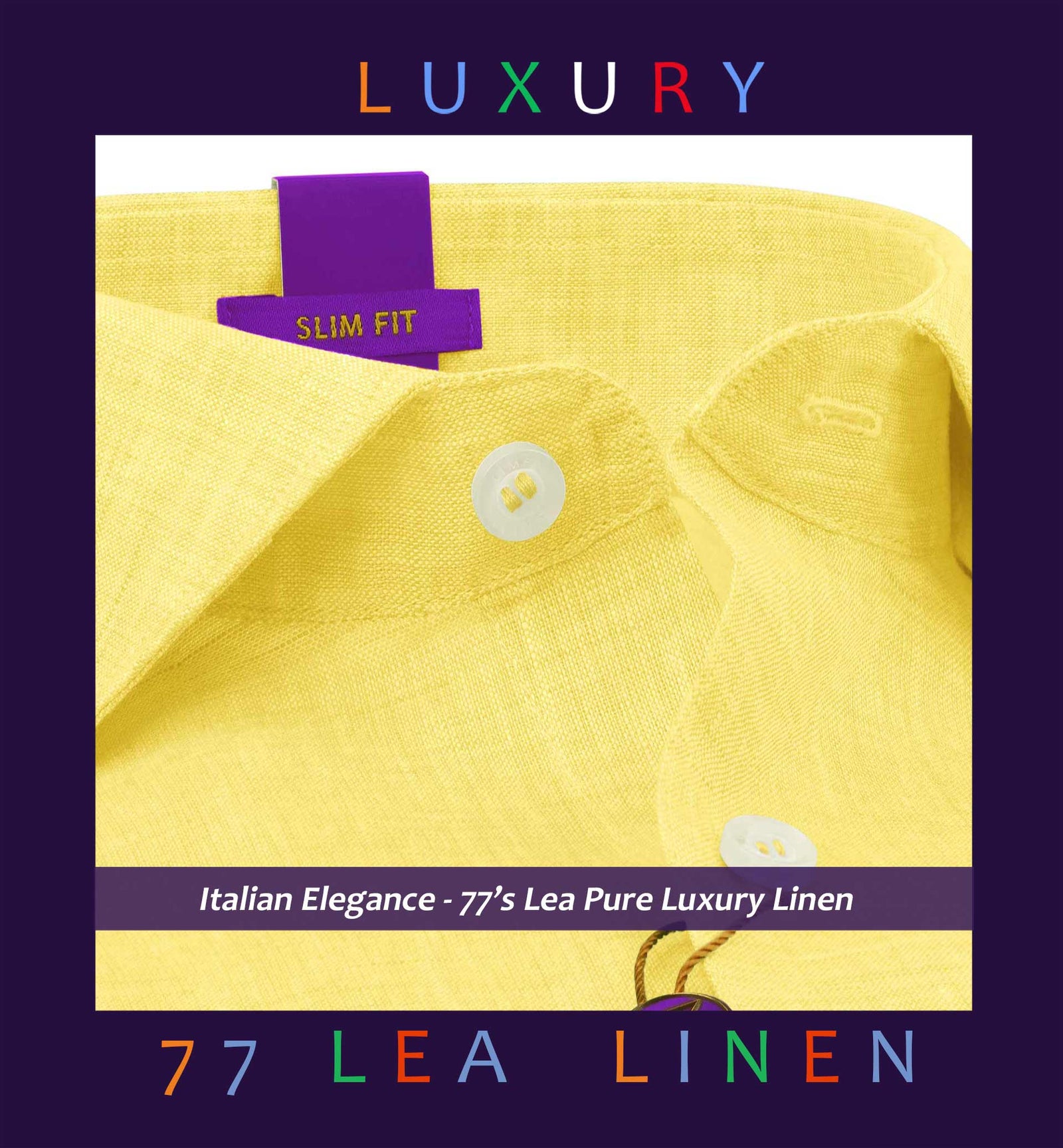 Sicily- Daffodil Yellow Solid Linen- 77's Lea Pure Luxury Linen