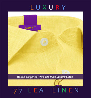 Sicily- Daffodil Yellow Solid Linen- 77's Lea Pure Luxury Linen