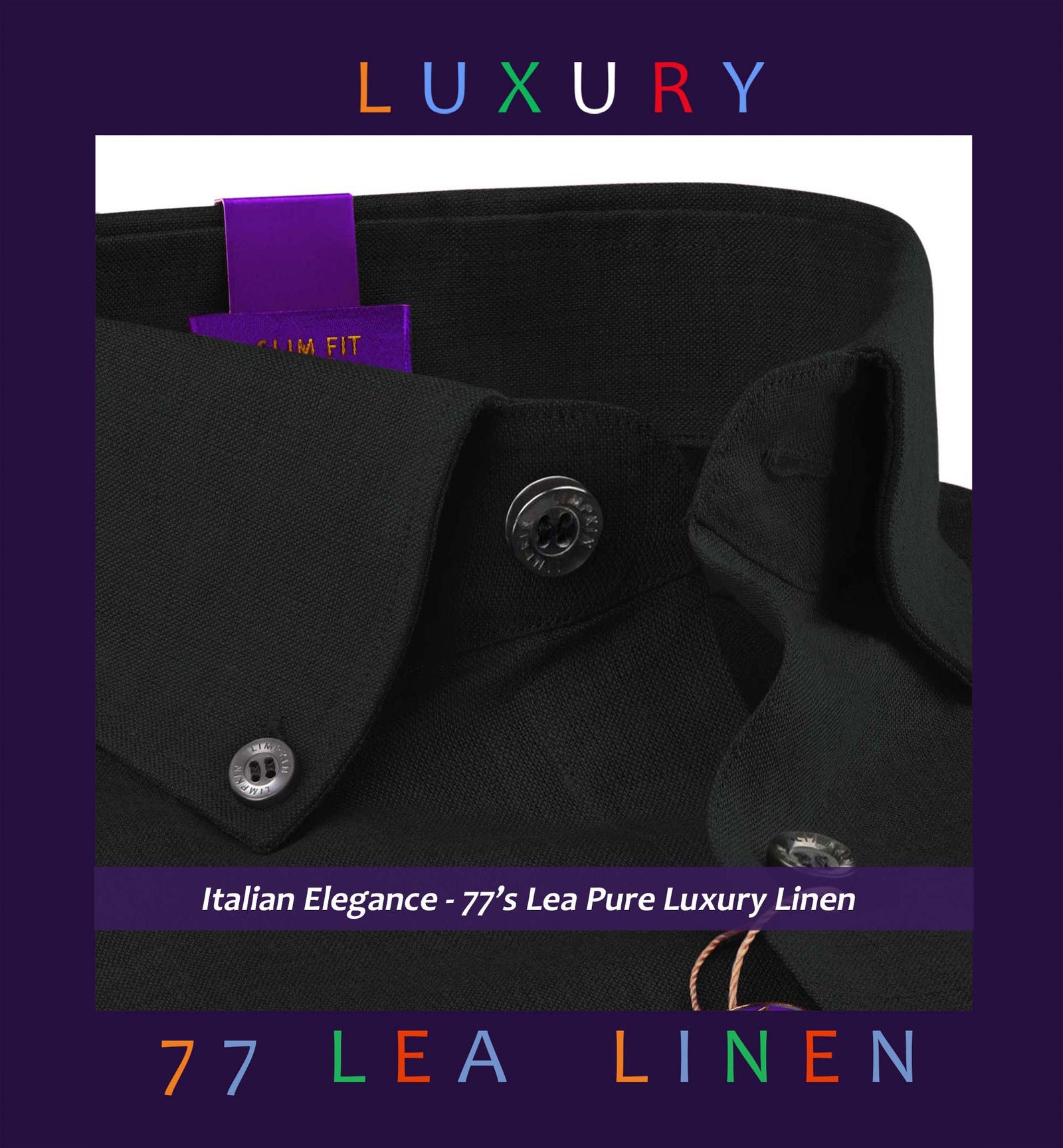 Sheffield- Black Solid Linen- Button Down