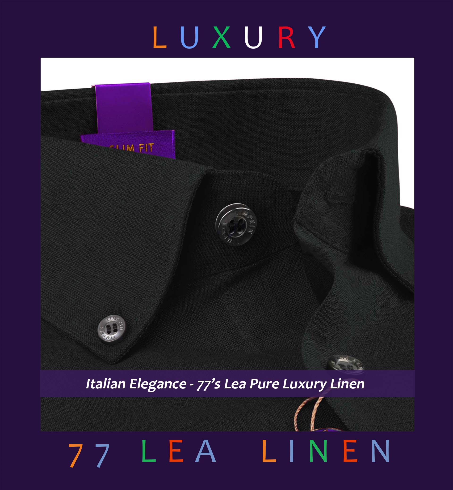 Sheffield- Black Solid Linen- Button Down