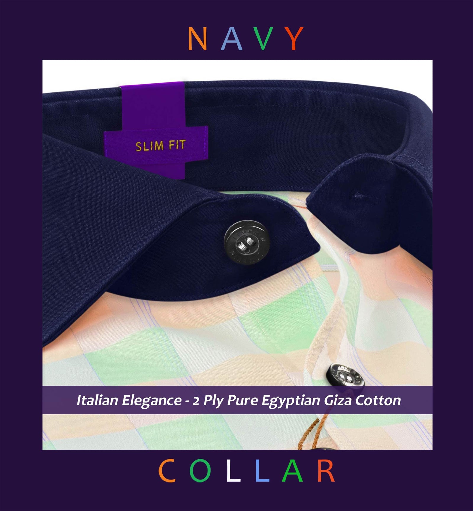 Santos- Mint Green & Peach Check- Navy Collar