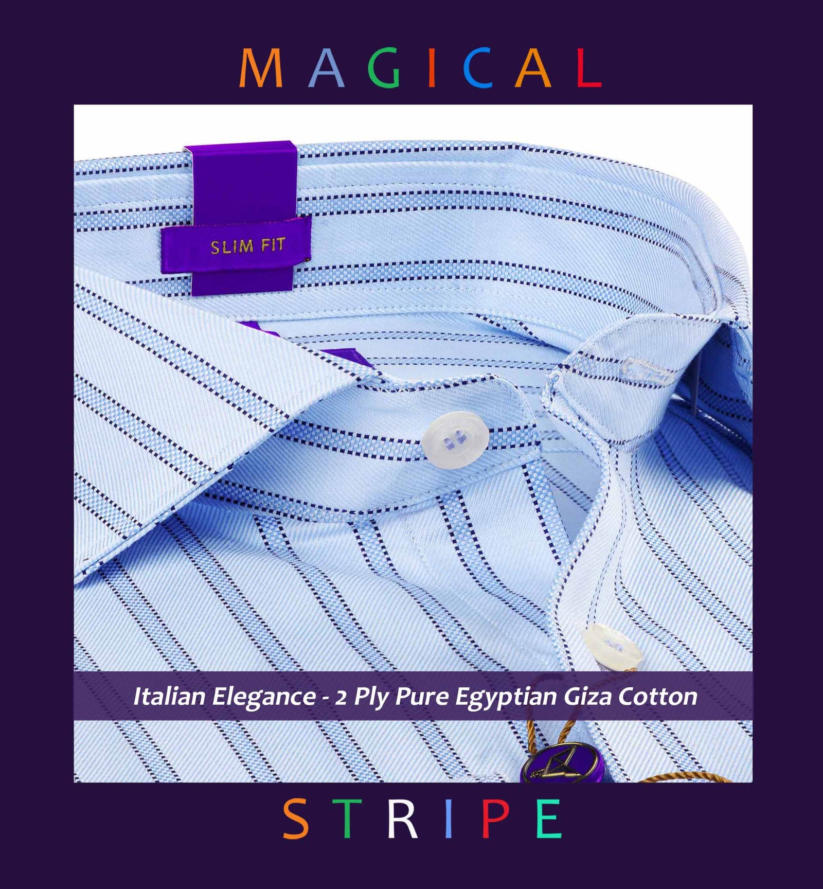 Norris- Azure Blue & Navy Stripe