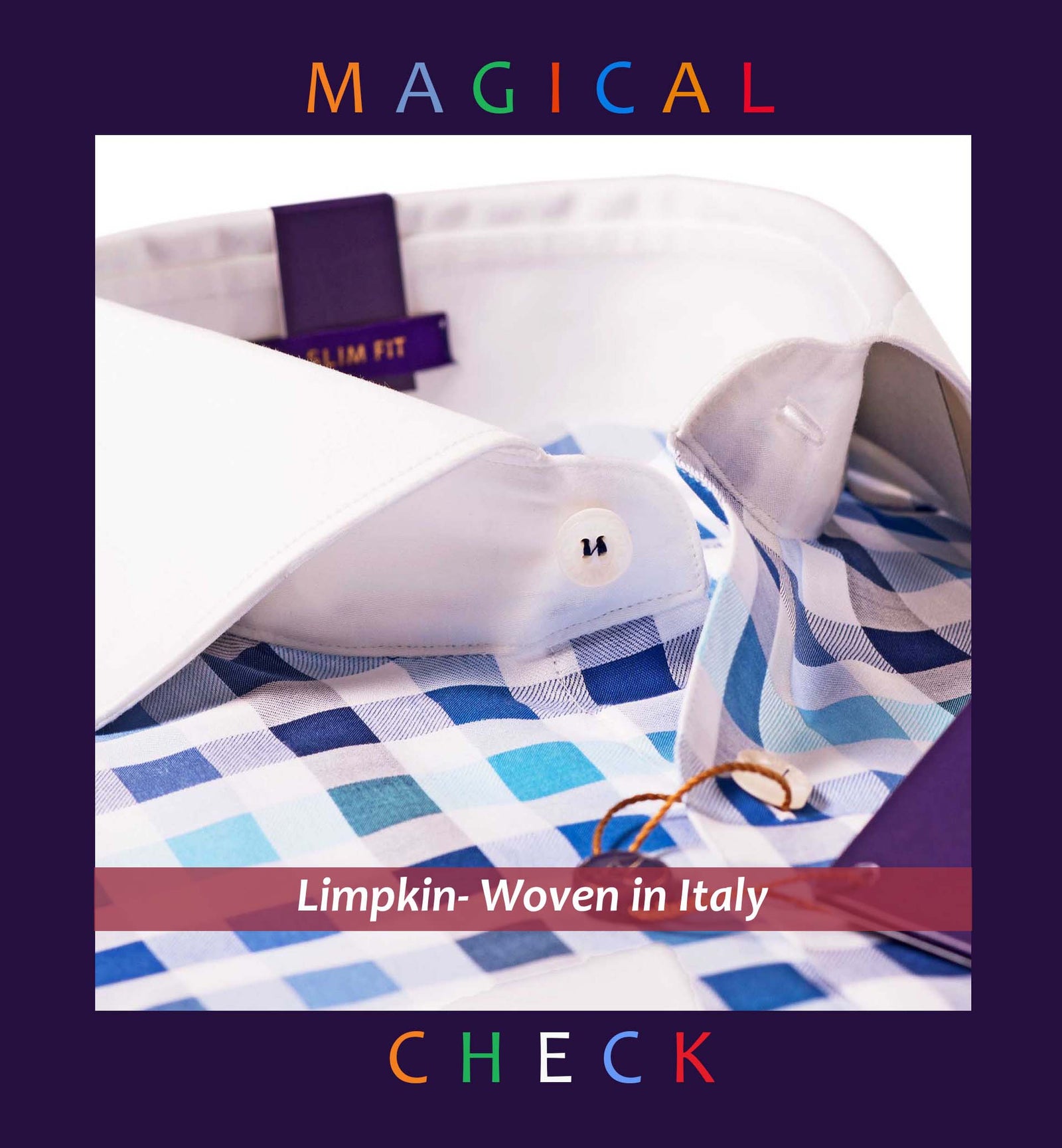Manchester- Blue & Turquoise Check- White Collar