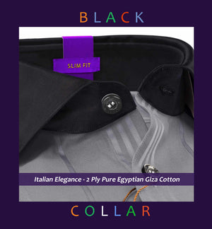 Comasina- Flint Grey Stripe- Black Collar