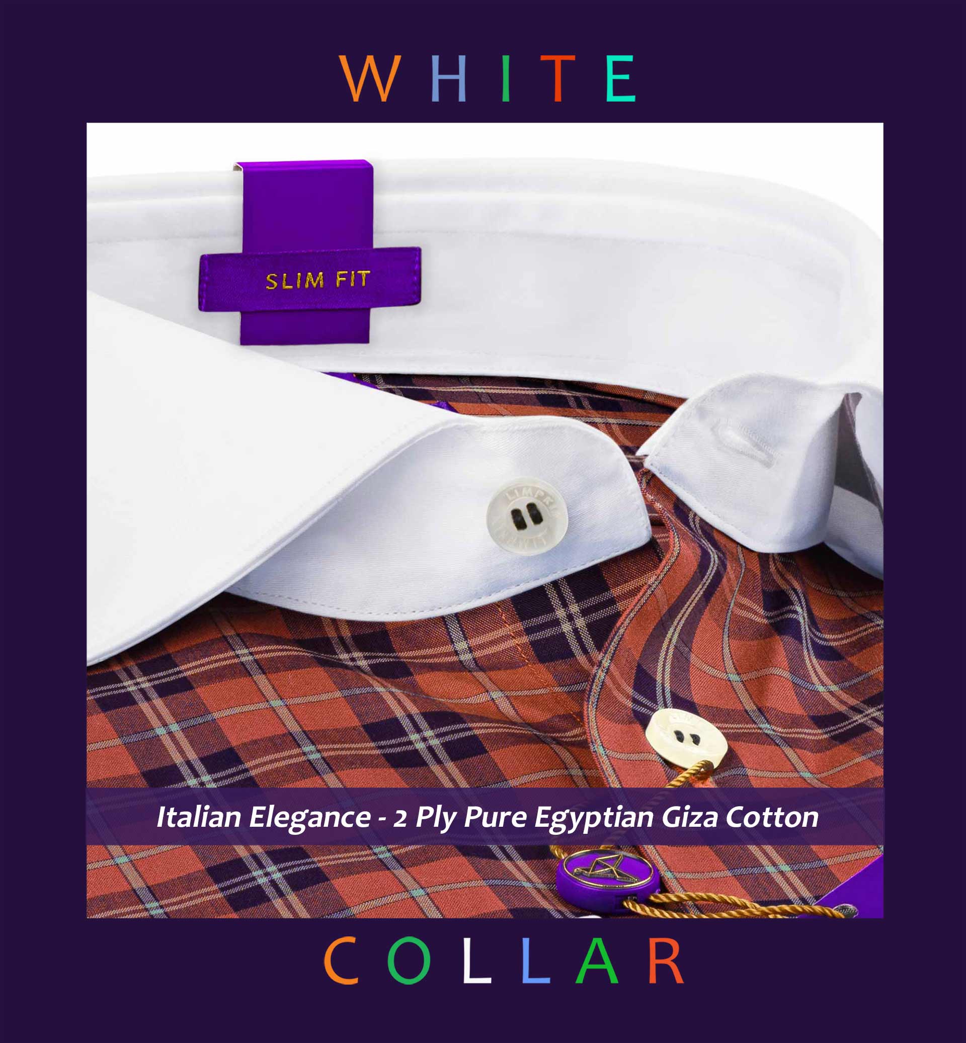 Orsha- Bronze Orange & Navy Check- White Collar