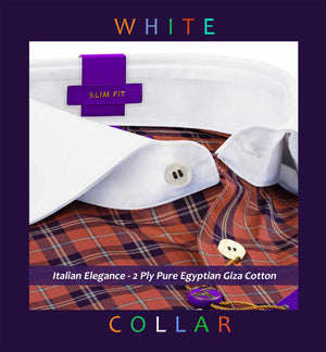 Orsha- Bronze Orange & Navy Check- White Collar