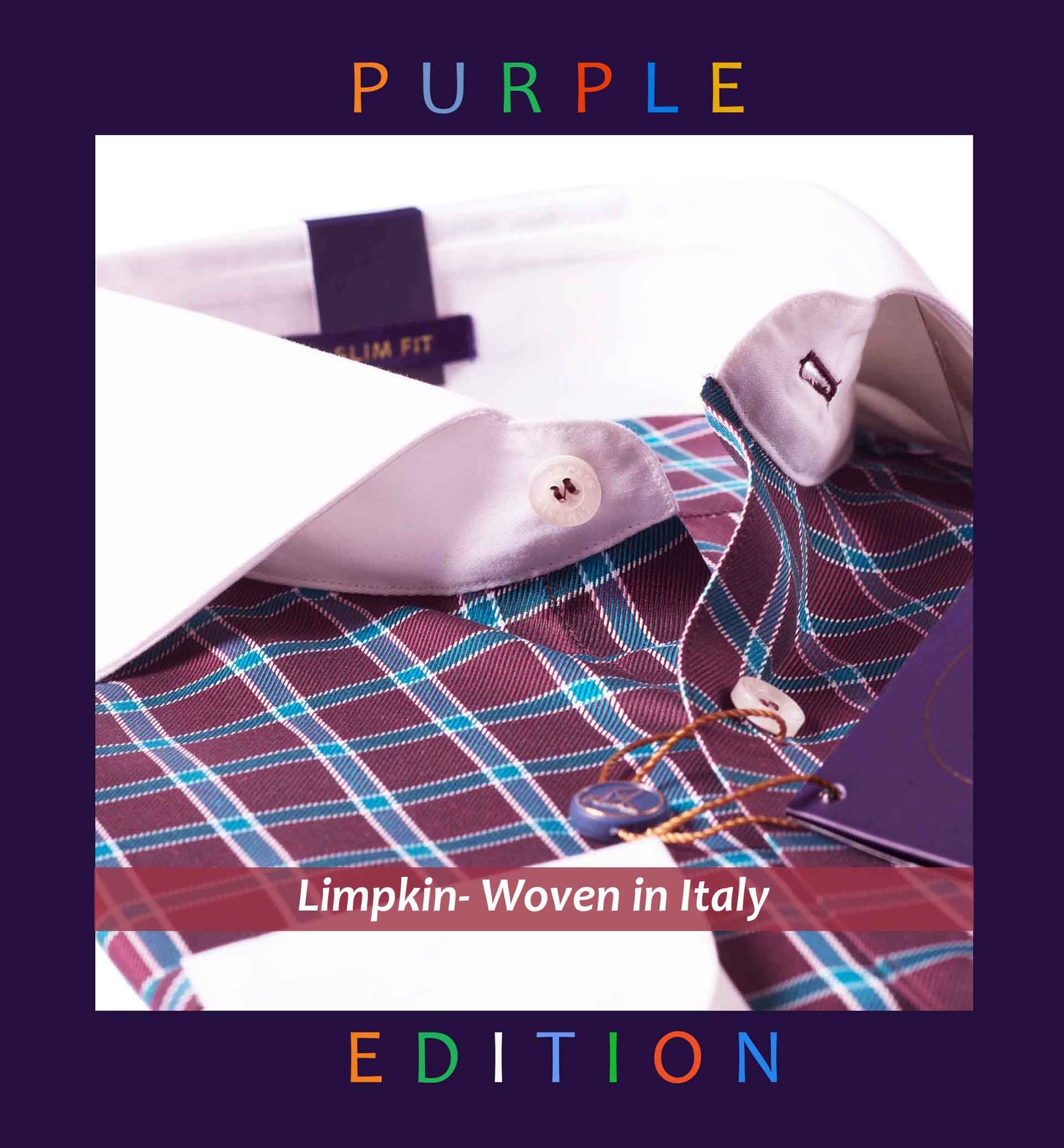 Monaco - Burgundy & Teal Check- White Collar