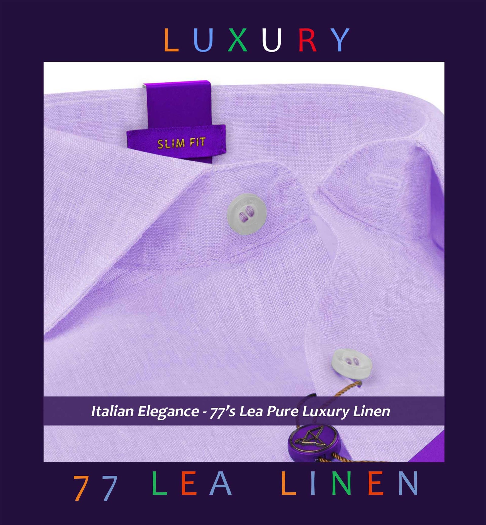 Tuscany- Periwinkle Lilac Solid Linen- 77's Lea Pure Luxury Linen